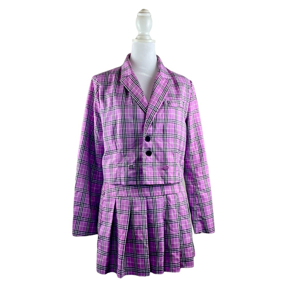 Purple Checked Boyfriend Blazer Set size S